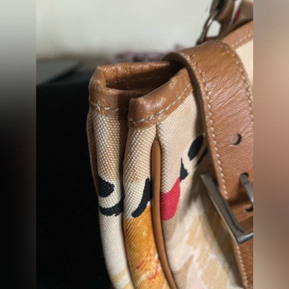 RARE auth Prada Venice Belted Tote Print Canvas leather trim, handles and straps - Picture 9 of 10